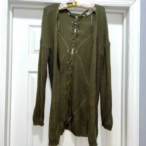 Olive green knit cardigan